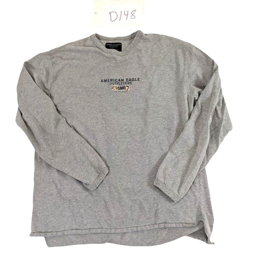 American Eagle Small Grey 100% Cotton Long Sleeve T-Shirt 35b - Picture 8 of 8